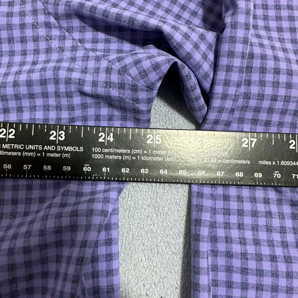 Peter Millar‎ Gingham Check Button Down Shirt Long Sleeve Purple Mens Size Large